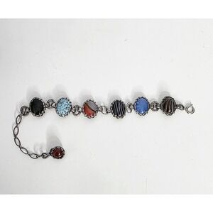 Vintage Scottish Celtic Silver Cabachon Miracle Bracelet